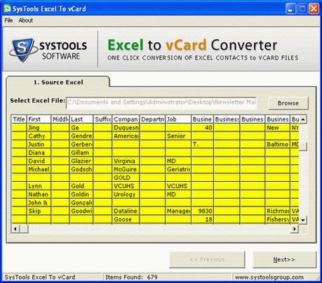 Convert contacts from Excel to vCard using Excel to VCF converter